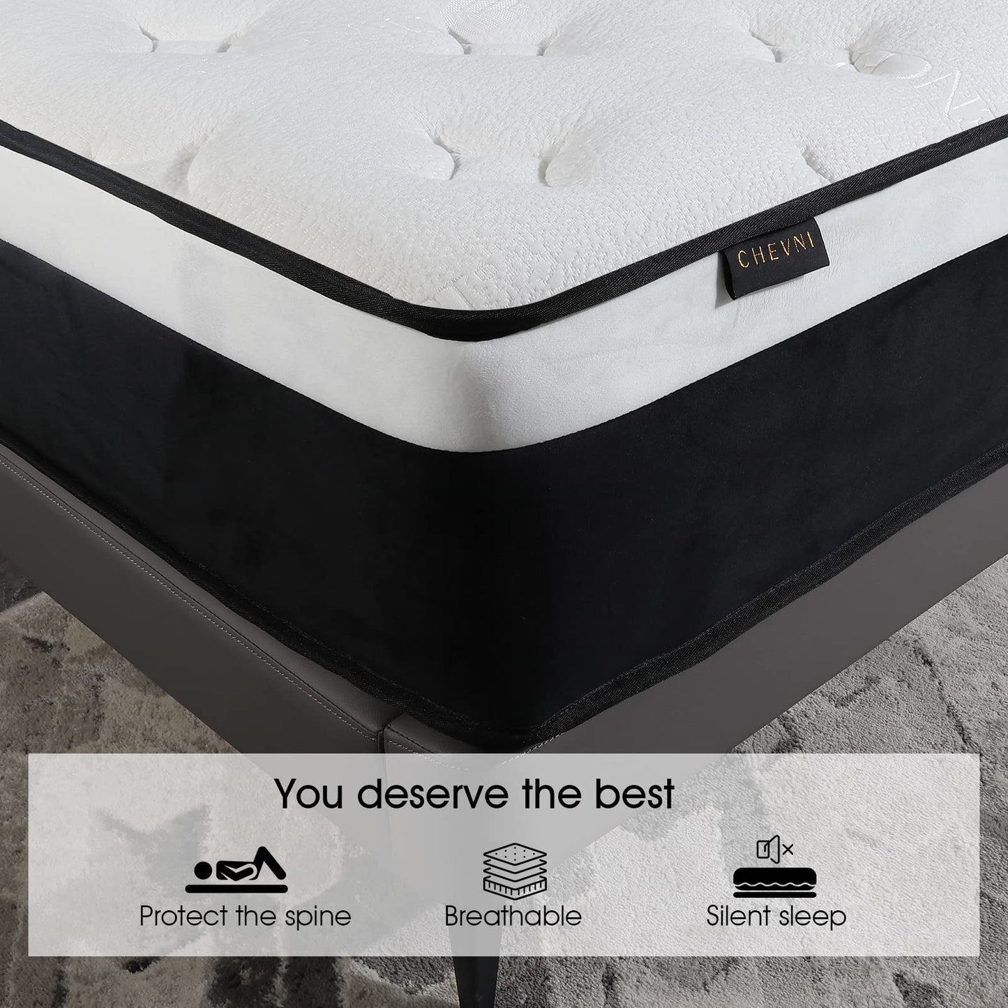 CHEVNI Queen Mattress, 12 Inch Euro Top Queen Size Mattress in a Box,Memory Foam Hybrid Mattress with Individually Pocket Springs,Medium Firm,Strong Edge Support,CertiPUR-US