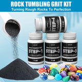 3LB Rock Tumbler Grit and Polish Refill Set, 4-Step Professional Polish Rock Tumbler Grit to Unlock Stunning Polished Stones. Ideal for National Geographic, KomeStone, and Other Polishers and Tumblers LARICEO