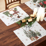 Gandeer Set of 6 Rustic Christmas Placemats 17 x 12'' Farmhouse Plastic Place Mats Santa Modern Christmas Placemats Wipeable Washable Vinyl Table Mats for Kitchen Xmas Home Dining Party Decor Gift Gandeer