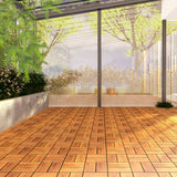 Interlocking Deck Tile (Pack of 10, 12"x12") Acacia Hardwood Deck Tile, Interlocking Patio Tile in Solid Acacia Wooden Oiled Finish Waterproof All Weather (12x12x0.85 inch, 8 Slat on Each Tile) LOAQUA