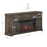 BELLEZE 68 Inch Farmhouse TV Stand with 36" Electric Fireplace with Sound, Entertainment Center with Storage Cabinets & 3 Drawers for TVs up to 75", Media Console for Living Room & Bedroom (Brown) BELLEZE