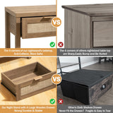 SICOTAS Console Table Set of 2 - Boho Entryway Table with Rattan Drawers, Rattan Console Table with 2 Tier Shelf, Narrow Long Sofa Tables for Living Room, Wood Entry Table for Hallway, Foyer SICOTAS