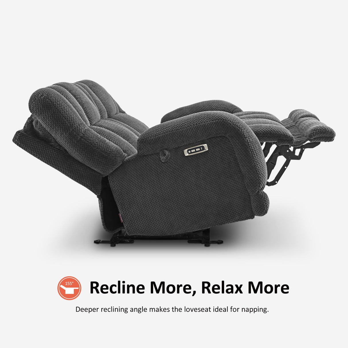 MCombo 64.6" Oversize Power Reclining Loveseat Sofa with Adjustable Headrest, Heat and Vibration Massage, Electric Loveseat Recliner with USB Charge Ports for Living Room 6855 (Dark Grey) MCombo