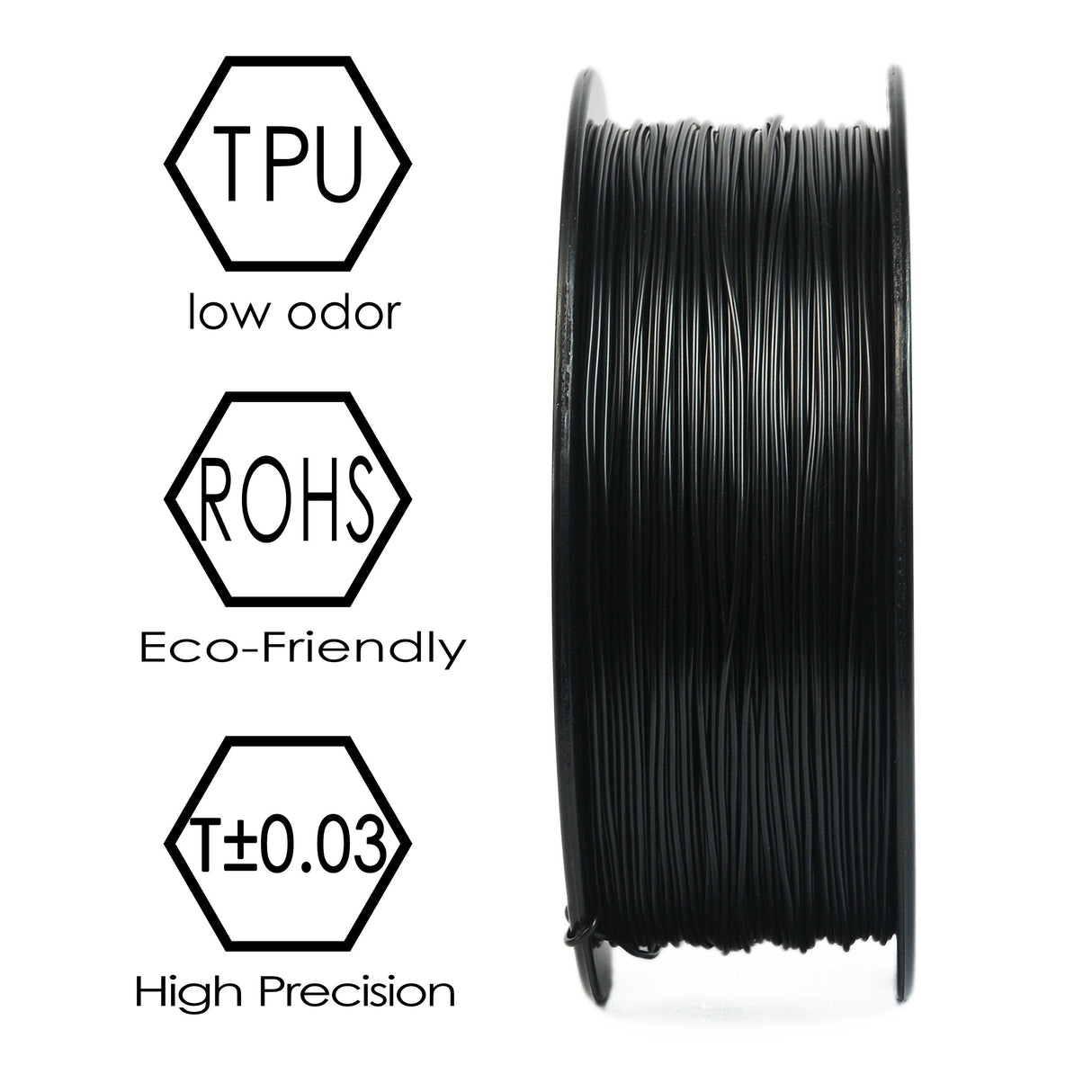 3D BEST-Q Flexible TPU 1.75mm 3D Printer Filament, Dimensional Accuracy +/- 0.03 mm, 1KG Spool, 8 Color to Choose (Black) 3D BEST Q