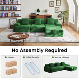 Rlzcvt 113" Modular Sectional Sofa,Modern L Shaped Cloud Sectional Couch with Movable Ottoman,Comfy Foam Boneless Couches for Living Room, 4 Seater Convertible Sofa,No Assembly Required,Green Rlzcvt