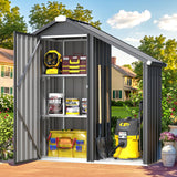 AECOJOY Outdoor Storage Cabinet Waterproof with Shelves and Lean to Open-Sided Firewood Racks, Vertical Tall Garden Storage Sheds, Garden Sheds & Outdoor Storage Cabinet Weatherproof for Patio AECOJOY