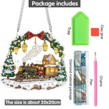 Yomiie Train House Sun Catcher Window Hanging - DIY Double Sided Diamond Painting Pendant Kit, Acrylic Diamonds Art Ornament for Front Door Sign & Indoor/Outdoor Garden Christmas Decor(8x8 inch) Yomiie