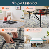 Linenspa Folding Metal Platform Bed Frame - No Box Spring Needed - Underbed Storage - Simple Tool Free Assembly - Mattress Foundation - 14" High - Traditional Design - Sturdy Steel - Twin Size Linenspa
