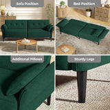 COPIAE 89” Futon Sofa Bed, Velvet Fabric Comfy Futon Couch Bed with 2 Square Pillows, Convertible Sleeper Sofa with Adjustable Backrest& Armrests, Modern Loveseat Sleeper for Living Room, Bedroom COPIAE