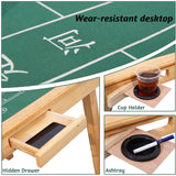 MEIMAI Foldable Mahjong Table, 35" Multifunction Card Table with 4 Cup Holder and 4 Fdrawers, Square Game Table for Mahjong, Poker Blackjack,Natural MEIMAI