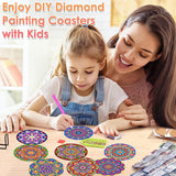 ijbnhd Mandala Diamond Painting Coasters Kit with Holder, DIY Diamond Art Coasters Cork Wooden Pad Board Double Layer is Strong and Wear-Resistant for Beginners Adults Art Craft Supplies Gift 4X4IN ijbnhd