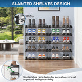 DEYILIAN Free Standing Shoe Racks, 5 Tier Shoe Rack for Entryway Shoe Storage Narrow Shoe Rack Holds 10 Pairs of Shoes with Slanted Space Saving Shoe Shelf Shoe Organizer for Closet Black DEYILIAN