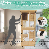 GIODIR 71" H Cat Catio Outdoor Cats Enclosure Window, 4 Tiers Cat Wooden House Cage on Wheels, Large Catios for Cats Indoor Patio with Waterproof Roof, Removable Floor and Scratching Post (Natural) GIODIR