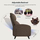 Softa Recliner Chair for Adults, Adjustable Fabric Reclining Armchair with Side Pockets and Extended Footrest, Small Push Back Single Sofa Recliner for Living Room, Home Theater Seating (Brown) Softa