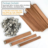50 Set Wood Candle Wicks 3 Widths, DIY Candle Making Supplies Wooden Wicks with Iron Stands for Handmade Candles Including 20Set 5.1x0.51in, 20Set 5.9x0.59in, 10Set 5.9x0.75in Natural Wood Wick SWIGRANCE