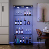 Yoluckea Glass Cabinet with LED Light, 4 Shelves Glass Display Cabinet w/2 Doors,Floor Standing Clear Glass Curio Cabinet Collection Display Cabinet for Living Room Bedroom 64.7” x 31.7” x 14.3” Black Yoluckea