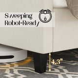 Jocisland Queen Size Bed Frame Velvet Upholstered Platform Bed with 51.6" Tall Wingback Headboard Deep Button Tufted, No Box Spring Needed, Cream Jocisland