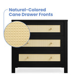 Simmons Kids Theo 3 Drawer Dresser with Changing Top and Interlocking Drawers, Black/Textured Almond Delta Children