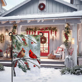 Dacawin Winter Cardinal Bird Garden Flag Red Bird Pine Twigs Yard Flag Double Sided Polyester Holly Berry Snow Seasonal Garden Flags for Outdoor Farmhouse Christams Holiday Decor 12x18 Inch Dacawin
