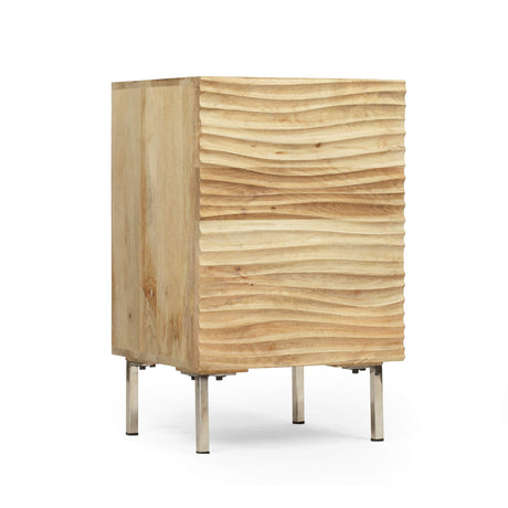 Lesley Modern Mango Wood and Iron Side Table, Natural and Black Great Deal Furniture