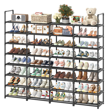 Simple Trending 8-Tier Shoe Rack Large Capacity 64 Pairs Tall Shoe Shelf, Sturdy Metal Shoe Organizer for Entryway, Closet, Bedroom, Black Simple Trending