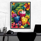 Kaliosy 5D Diamond Art Kits for Adults Summer Drink by Number Kits, Diamond Painting Art DIY Full Drill Crystal Craft Cross Stitch Embroidery Decoration (12x16 inch) 30x40 cm Kaliosy