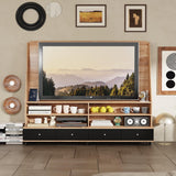 Homsee 70" W Mobile Wall Unit Entertainment Center with Height Adjustable TV Mount Stand for TVs up to 65", Rolling TV Stand Media Console Table with Storage Shelves & Drawers for Living Room, Oak Homsee