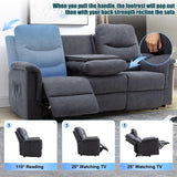 Consofa Reclining Sofa, Recliner Sofa 3 Seater with Flipped Middle Backrest, 2 Cup Holders, Manual Wall Hugger Couches for Living Room, Home Theater Seating Loveseat Recliner Sofa Consofa