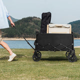 Navatiee Wagon Cart Heavy Duty Foldable, Collapsible Wagon with Smallest Folding Design, Utility Grocery Wagon for Camping Shopping Sports Navatiee