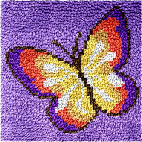 Numptain Latch Hook Kits for Kids,DIY Rug Crafts Butterfly Pattern Color Printed Canvas,Latch Hook Kits for Beginners Handmade Needlework Crafts Home Decoration,12"x12" Numptain