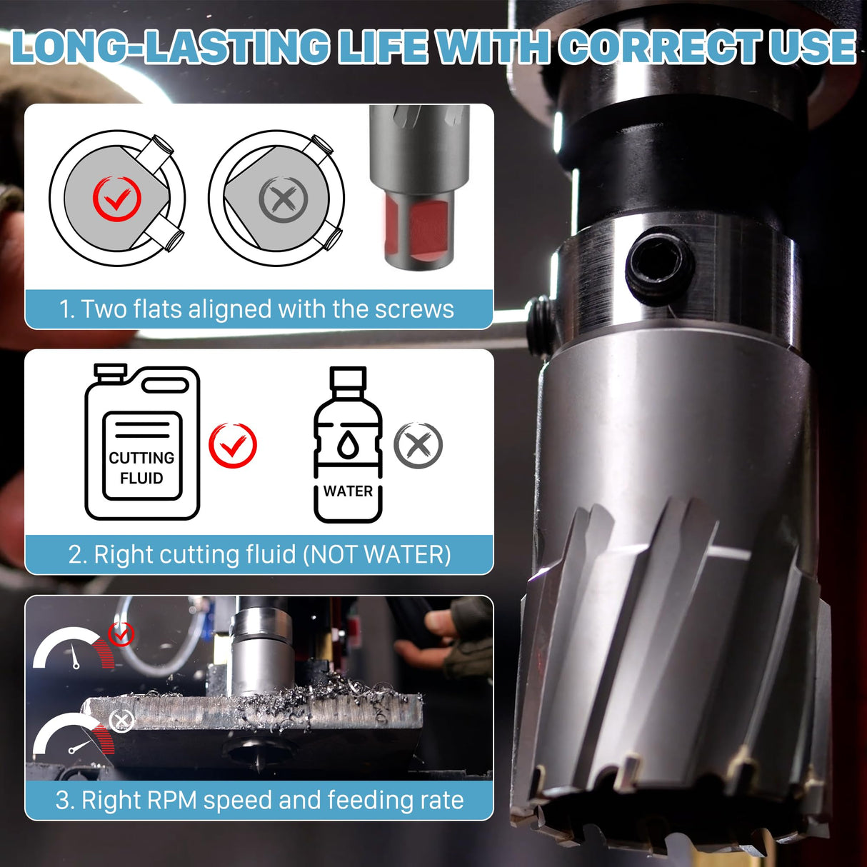 KEENTECH Carbide-Tipped Annular Cutter, 3/4" Diameter x 2" Depth, 3/4" Weldon Shank (2 Flat), High Speed Cutting TCT Mag Drill Bit with Pilot Pin for Harder Material, Stainless Steel, Cast Iron KEENTECH