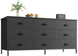 Huuger 9 Drawer Dresser, 47 Inch Dresser TV Stand for 50, 55 Inch TV, Entertainment Center with Drawers, Fabric Dresser Chest of Drawer for Bedroom, Closet, Black Huuger