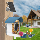 Bird Feeder with Camera,AI Identify Birds Species,Smart Birds Camera with Solar Powered,Auto Record 1080P Birds Video in Backyard,Instant Notifications,Ideal Gifts for Family and Bird Lovers,Navy Blue Fazoxo