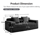 81.1" Modular Loveseat Sofa,Boneless Sectional Couch,Deep Seat Comfy Cloud Couch Sofa for Living Room Bedroom,No Assembly Required,Corduroy HUMEHA