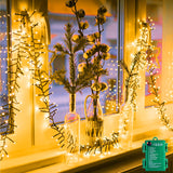 Brightown Christmas Tree Lights Battery Operated Outdoor, 10Ft 120 LED Christmas Cluster Lights Firecracker String Lights Waterproof Twinkle Lights for Indoor Wreath Xmas Tree Christmas Decorations Brightown