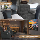 IROSTAE Recliner Chair for Adults, Oversized Fabric Manual Pull Tab Reclining Chair with Cup Holders, Minimalist Style Single Sofa for Living Room, RV (Grey) IROSTAE