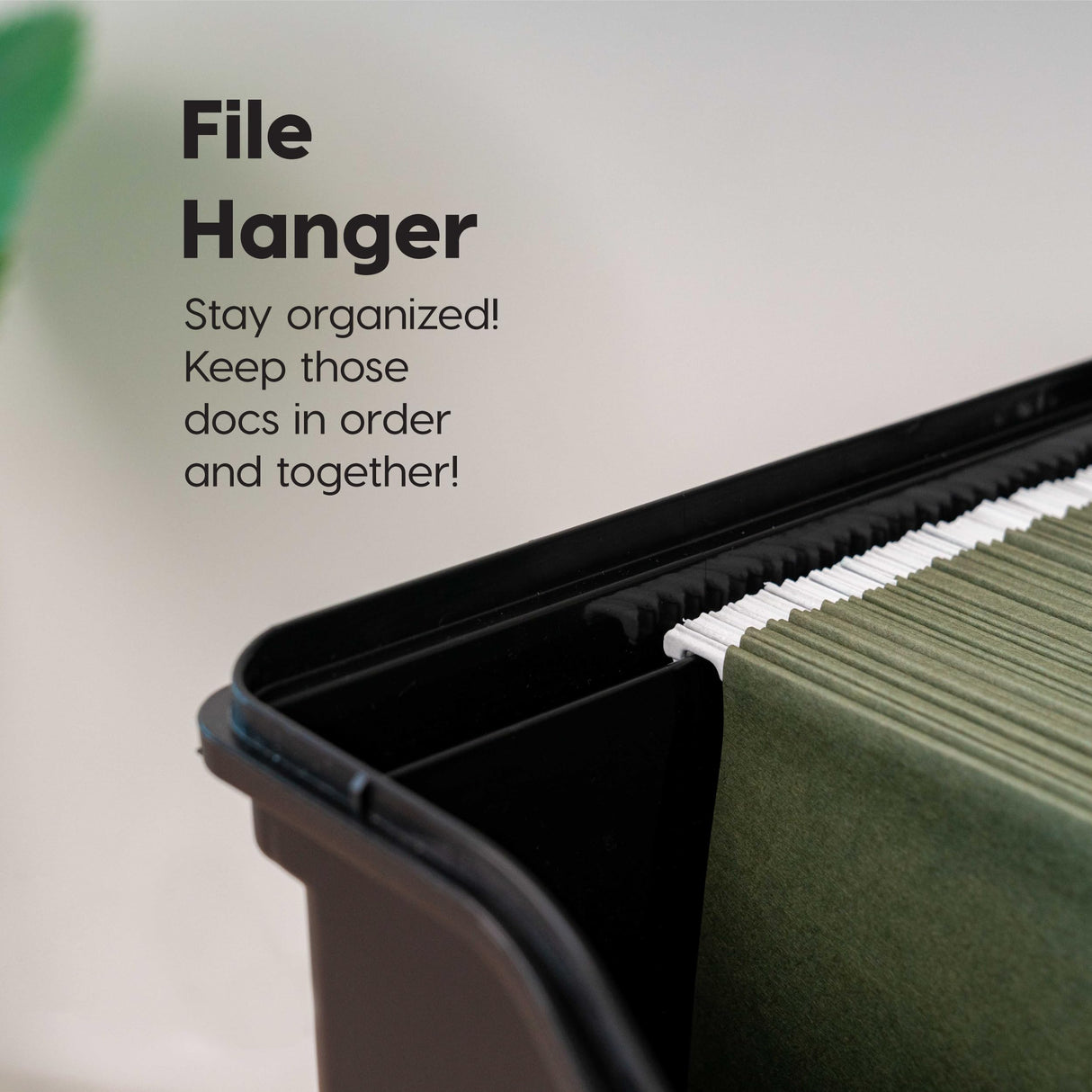 IRIS USA File Box with Lid File Organizer for Letter File w/ Organizer-Lid, Plastic Mobile Filing Organizer, Water Resistant Document Box, Portable File Box with Handle, Secure Buckle, Lockable, Black IRIS