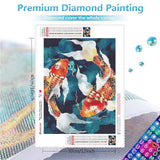 Huacan Diamond Painting Kit AB Diamond Art Kits for Adults 5D Koi Carp Fish Paint by Diamond DIY Full Round Drill Gem Art Kit Home Office Decor Gift 12x16 Inch Huacan