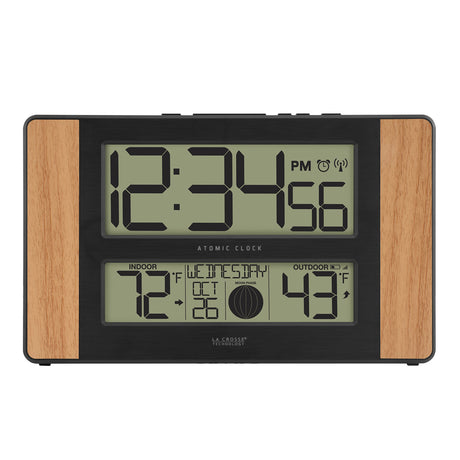 La Crosse Technology Atomic Digital Clock with Outdoor Temperature, Wood Oak, 0 La Crosse Technology