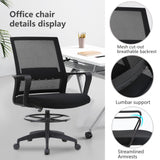 PayLessHere Drafting Chair Computer Standing Desk Chair Tall Office Chair with Lumbar Support Adjustable Foot Ring for Mesh Ergonomic Mid-Back Desk Chair (Black) PayLessHere