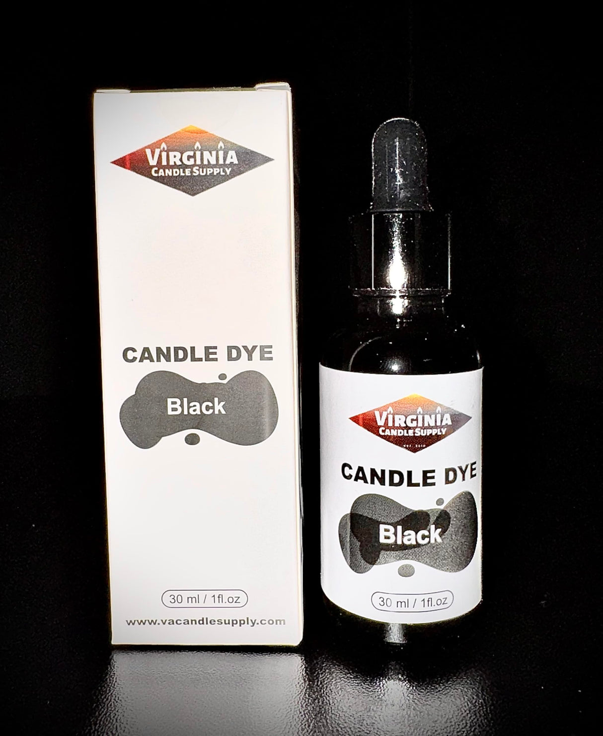 Black Liquid Candle Dye Concentrated (1 oz Bottle with Dropper) Soy Candle, Paraffin Wax, Gel Wax, Natural Wax Blends, for Candles, Wax Melts, Snap Bars Virginia Candle Supply