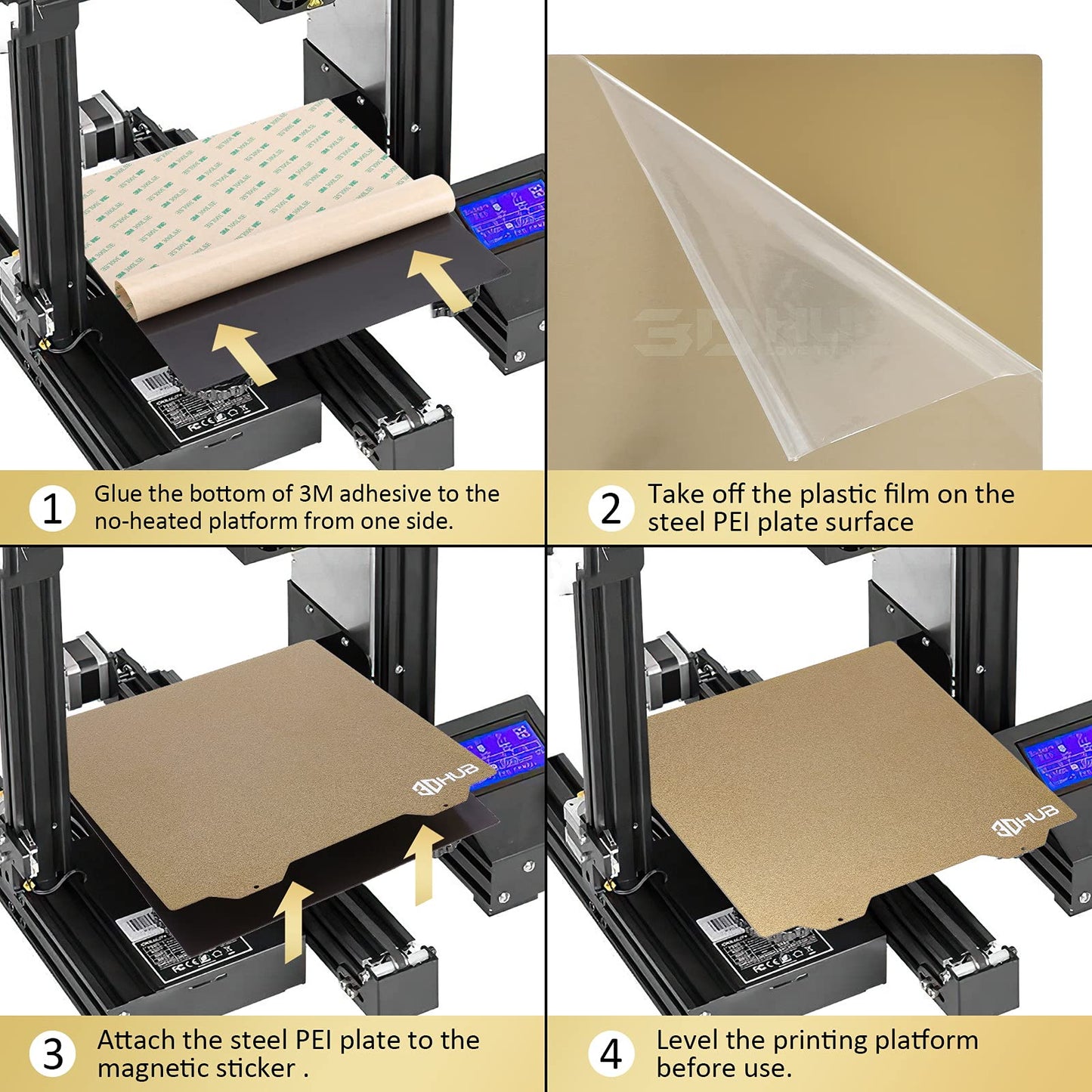 PEI Spring Steel Bed with Magnetic Sheet for Edner 3 pro/Ender 3 v2/S1,Ender 5 3D Printer,235mm*235mm (235-235, Smooth & Textured PEI) - WoodArtSupply