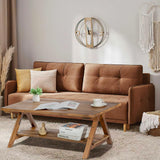 iVilla Farmhouse Coffee Table for Living Room, 2-Tier Solid Wood Coffee Table, Rustic Rectangular Coffee Table with Storage Open Shelf, Natural iVilla