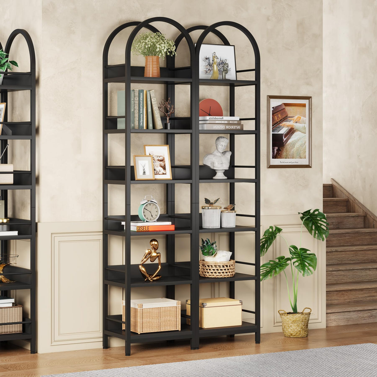 Arched 6-Tier Corner Bookshelf by Tribesigns - 78.7" Tall Freestanding Black Display Shelf Tribesigns