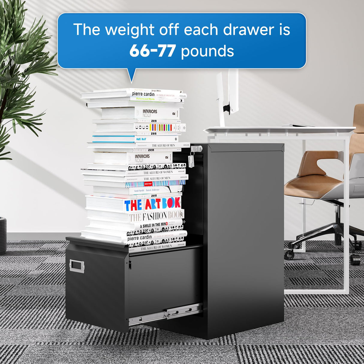 BYNSOE 2 Drawer File Cabinet with Lock Metal Vertical Filing Storage Cabinet Office Home Steel Vertical File Cabinets for A4 Legal/Letter Size Narrow File Cabinet Locked,Assembly Required BYNSOE