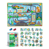 Melissa & Doug Race Around the World Tracks Cardboard Jigsaw Floor Puzzle and Wind-Up Vehicles – 48 Pieces, for Boys and Girls 4+ - FSC Certified Melissa & Doug