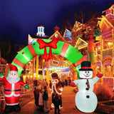 12 Ft Lighted Christmas Inflatable Archway, Inflatable Santa Claus and Snowman Arch Indoor and Outdoor Holiday Decorations, Built-in Led Lights, Large Outdoor Patio Decorations Garden Props OILCUP