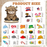 Menkxi Interchangeable Highland Cow Decor Seasonal Wooden Signs Farmhouse Table Centerpiece with Holiday Icon Rustic Cow Tiered Tray Decor Halloween Fall Decorations for Home Office Desk Gift Menkxi