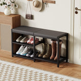 ZHOOGE Shoe Bench & Rack Storage Bench - Entryway Bench with Seat Cushion, Stable Organizer for Entryway & Living Room, Holds Up to 300 lb, (35" L x 12" W x 17" H, Black) ZHOOGE