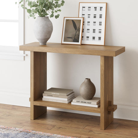 Nathan James Virgo Wood Accent Storage Console Sofa Table, for Entryway, Hallway or Living Room, 1, Light Brown Nathan James